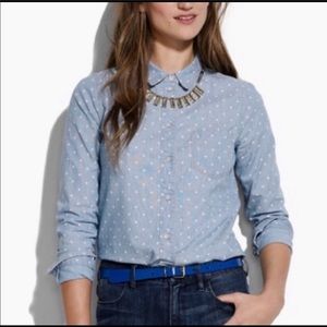 J Crew Polka Dot Chambray Shirt